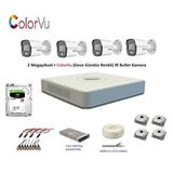 HIKVISION Hikvision 2mp 4 Kameralı Dış Ortam Ahd Hd-tvi Colorvu Gece Renkli Kamera Seti 500gb Disk