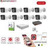 Hikvision Hıkvısıon 8 Kameralı Mikrofonlu 7/24 Renkli Görüşlü 4mp Ip Kamera Seti - Siyah - Beyaz