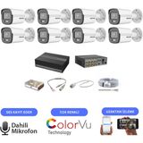 Hikvision Mikrofonlu 7/24 Renkli Görüşlü Güvenlik Kamerası Seti 8'li - 1 Tb Essd