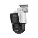 Hikvision PTZ IP panoramik kamera (4 megapiksel, 4 megapiksel, 4 x zoom, çift ışık (40 MTS IR + 30 MTS beyaz ışık), ACUSENSE, IP66, PoE+, Darknighter, mikro SD tavan veya
