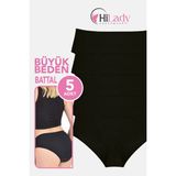 Hilady Kadın Külot, Orta Yüksek Bel Büyük Beden Külot (4xl-5xl-6xl) 5 Adet, Yumuşak Pamuklu Rahat Kumaş - Siyah