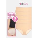 Hilady Kadın Külot, Orta Yüksek Bel Büyük Beden Külot (4xl-5xl-6xl) 5 Adet, Yumuşak Pamuklu Rahat Kumaş - Ten
