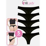 Hilady Kadın Külot Tanga 5 Li Paket Likralı Pamuklu Siyah