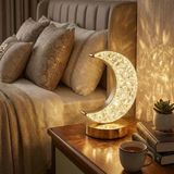 Hilal Ay Model Kristal Led Masa Lambası – Dokunmatik, 3 Renk Işık Modlu, Şarjlı Dekoratif Gece Lambası (5047)