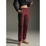 Hilal Yıldız Kırmızı Ekoseli Rahat Kadın Pijama Altı - Ekose Kırmızı - 5XL