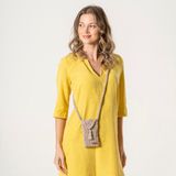 Hilaliart Vizon Örgü Cep Telefonu Çantası-Vizon Örgü Mini Çapraz Çanta-Örgü Phonebag - Açık Vizon - Kahve