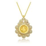 HİLALSHOP 925 Ayar Damla Çerçeveli Tuğra Kadın Gümüş Kolye