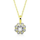 HİLALSHOP 925 Ayar Gold Çiçek Kadın Gümüş Kolye