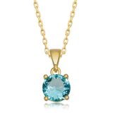 HİLALSHOP 925 Ayar Gümüş Gold Turkuaz Kristal Yuvarlak Taşlı Kadın Gümüş Kolye