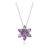 HİLALSHOP 925 Ayar Gümüş Mor Lotus Çiçeği Bayan Gümüş Kolye