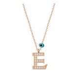 HİLALSHOP 925 Ayar Gümüş Nazar Rose E Harfi Kadın Gümüş Kolye