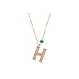 HİLALSHOP 925 Ayar Gümüş Nazar Rose H Harfi Kadın Gümüş Kolye