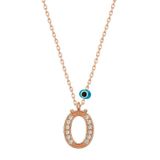 HİLALSHOP 925 Ayar Gümüş Nazar Rose Ö Harfi Kadın Gümüş Kolye