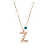 HİLALSHOP 925 Ayar Gümüş Nazar Rose Z Harfi Kadın Gümüş Kolye