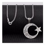 HİLALSHOP 925 Ayar Kelime-i Tevhid Yazılı Ay Yıldız Erkek Gümüş Kolye