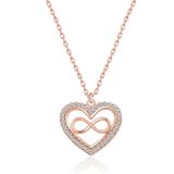 HİLALSHOP 925 Ayar Rose Kalp Sonsuzluk Kadın Gümüş Kolye
