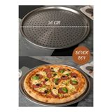 Hilamingo Home 36 CM Paslanmaz Çelik Büyük Boy Delikli Pizza Tepsisi