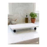 Hilamingo Home Mermer Yağlık Altı , Sunumluk, Baharatlık Standı Siyah Ahşap Misket Ayaklı 24 X 12 Cm