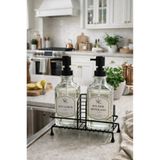 Hilamingo Home Metal Stantlı İkili Cam Sıvı Sabunluk & Deterjanlık Seti – 2×500 ml, 22,5 × 8,5 × 24 cm