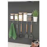 Hill Homes Krom Gümüş 55 Cm Askılı Mutfak Rafı Tezgah Üstü Düzenleyici Baharatlık Organizer Raf