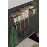 Hill Homes Krom Gümüş Askılı Mutfak Rafı Baharatlık ve Tezgah Üstü Düzenleyici Organizer Vidalı Yapışkanlı 55cm