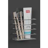 Hill Homes Krom Gümüş Yapışkanlı Metal Diş Fırçalık Banyo Organizer