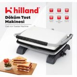 Hilland Organik Demir Döküm Plakalı Tost Makinesi - Temizleme Fırçası Li - Beyaz
