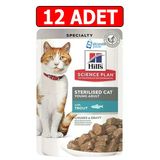 Hills Sterilised Alabalıklı Kedi Konservesi 12Adet Kısırlaştırılmış Kedi Yaş Maması Pouch