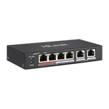 Hılook NS-0106P-35B 5 Port Megabit 4 Port PoE 60W +2 Port Megabit Uplink Long Range 250 mt Yönetilemez Masaüstü Switch