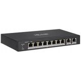 Hılook NS-0310P-60B 10 Port Megabit 8 Port PoE 60W +2 Port Gigabit Uplink Long Range 250 mt Yönetilemez Masaüstü Switch