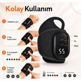 Hiltech Isıtmalı El Bilek Masaj Aleti 5 Isı Kademeli 3 Titreşim Modlu Şarjlı 1800 Mah Dijital Ekranlı Masaj Pedi - Siyah