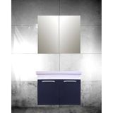 HİLTON Modern Banyo Dolabı, Antrasit Hayglas, Çift Kapaklı, Duvar Montajlı, Beyaz Lavabo Ünitesi, İç Raflı Banyo Mobilyası
