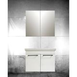 HILTON Modern Beyaz MDF Lake Banyo Dolabı Takımı, Çift Kapaklı Lavabo Ünitesi ve Aynalı Üst Dolap