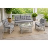 Hilvan 5 Kişilik Minderli Rattan Bahçe Balkon Oturma Grubu, Gri