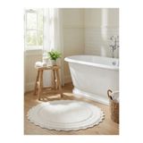 HilyMily Lua Pamuklu Yuvarlak Banyo Paspası 95x95 cm Ekru