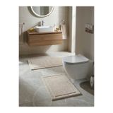 HilyMily Mila Pamuklu 2'li Banyo Paspas Seti 60x90 + 40x60 Bej