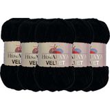 Himalaya Velvet Kadife El Örgü Ipi 100 gr Amigurumi Oyuncak Ipi (90011 Siyah) - Çok Renkli - Standart - Genel