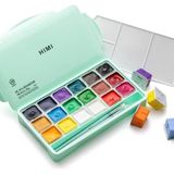 Himi Hımı Jelly Cup Gouache Set 18 Renk x 30 gr Guaj Boya (Green Case) - Karışık Renk