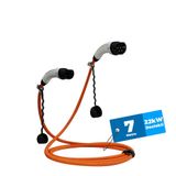 Hims 22kW (32A) Tip 2 Premium Elektrikli Araç Şarj Kablosu 7 Metre - Turuncu, IP54 Suya Dayanıklı, Tüm Elektrikli Araçlarla Uyumlu