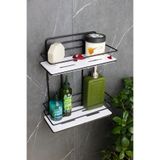 HIMYHOME Ekonomik Kristal Raflı Banyo Düzenleyici Ikili Siyah Tel Şampuanlık Duş Rafı