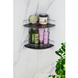 HIMYHOME Kristal Raflı Ekonomik Ikili Krom Şampuanlık Yapışkanlı Banyo Köşeliği Duş Rafı