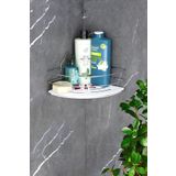 HIMYHOME Kristal Raflı Ekonomik Krom Şampuanlık Yapışkanlı Banyo Köşeliği Duş Rafı