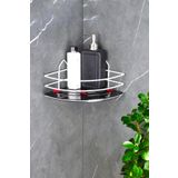 HIMYHOME Kristal Raflı Ekonomik Paslanmaz Beyaz Şampuanlık Yapışkanlı Banyo Köşeliği Duş Rafı