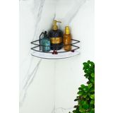 HIMYHOME Kristal Raflı Ekonomik Paslanmaz Siyah Şampuanlık Yapışkanlı Banyo Köşeliği - Rafı
