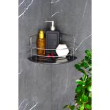 HIMYHOME Kristal Raflı Krom Tel Köşe Şampuanlık Yapışkanlı Banyo Köşeliği Duş Rafı