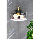 HIMYHOME Kristal Raflı Lamalı Krom Şampuanlık Yapışkanlı Banyo Düzenleyici Köşeliği Duş Rafı