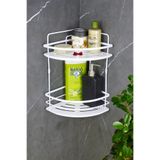 HIMYHOME Lamalı Kristal Raflı Ikili Şampuanlık Yapışkanlı Banyo Düzenleyici Köşeliği Rafı