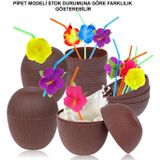 Hindistan Cevizi Hawaii Luau Aloha Pipetli İçecek Kabı Bardak 10x13 cm 1 Adet (5264)
