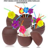 Hindistan Cevizi Hawaii Luau Aloha Pipetli İçecek Kabı Bardak 10x13 cm 1 Adet (5639)