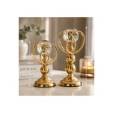Hinora 2'li Kristal Küreli Modern Dekoratif Obje Seti Metal Salon Konsol Sehpa Aksesuarı 24-30 cm